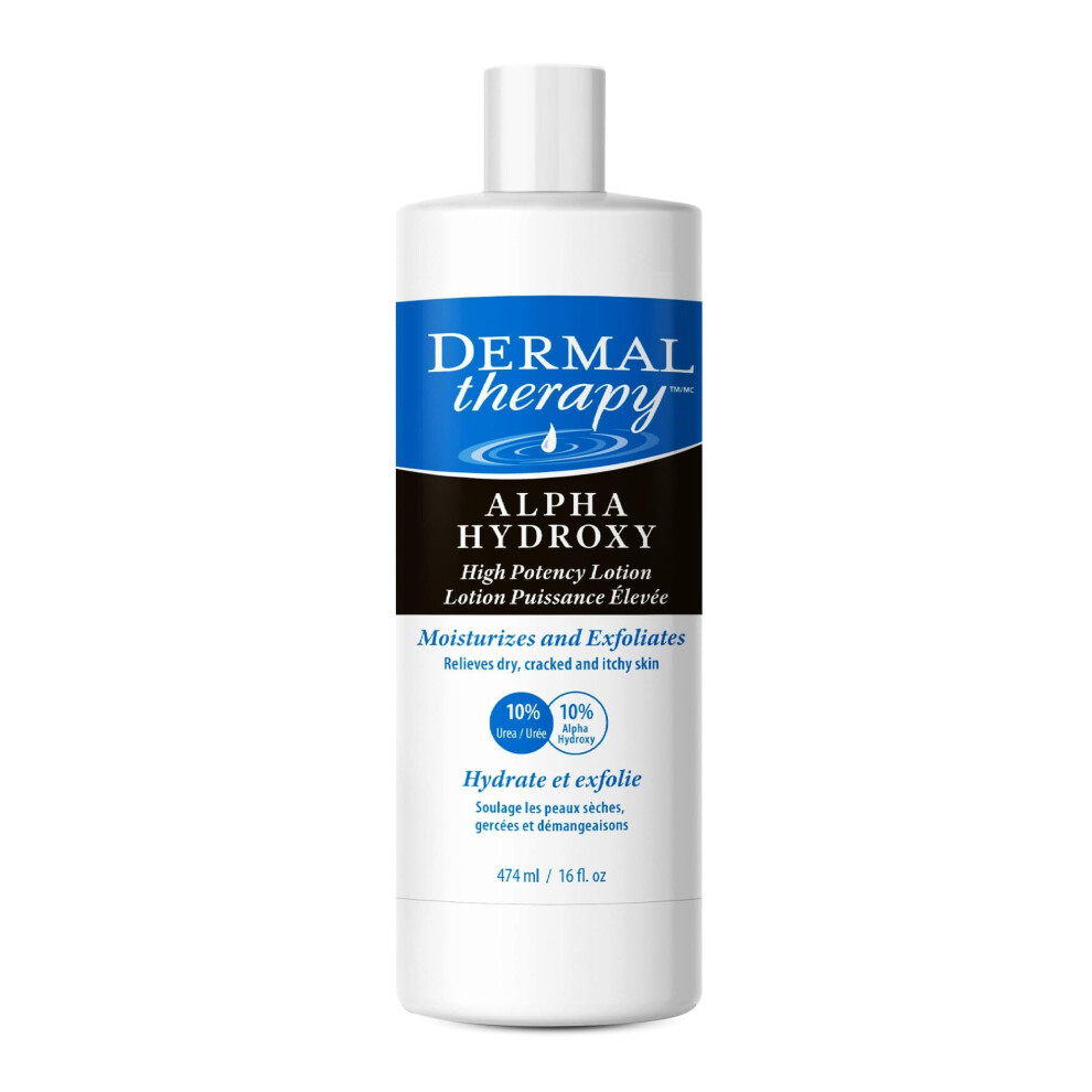 Dermal Therapy Alpha Hydroxy Lotion - High Potency Aha Exfoliating Moisturizer For Dry Scaly Skin - 10% Lactic Acid & 10% Urea Lotion - Remove S