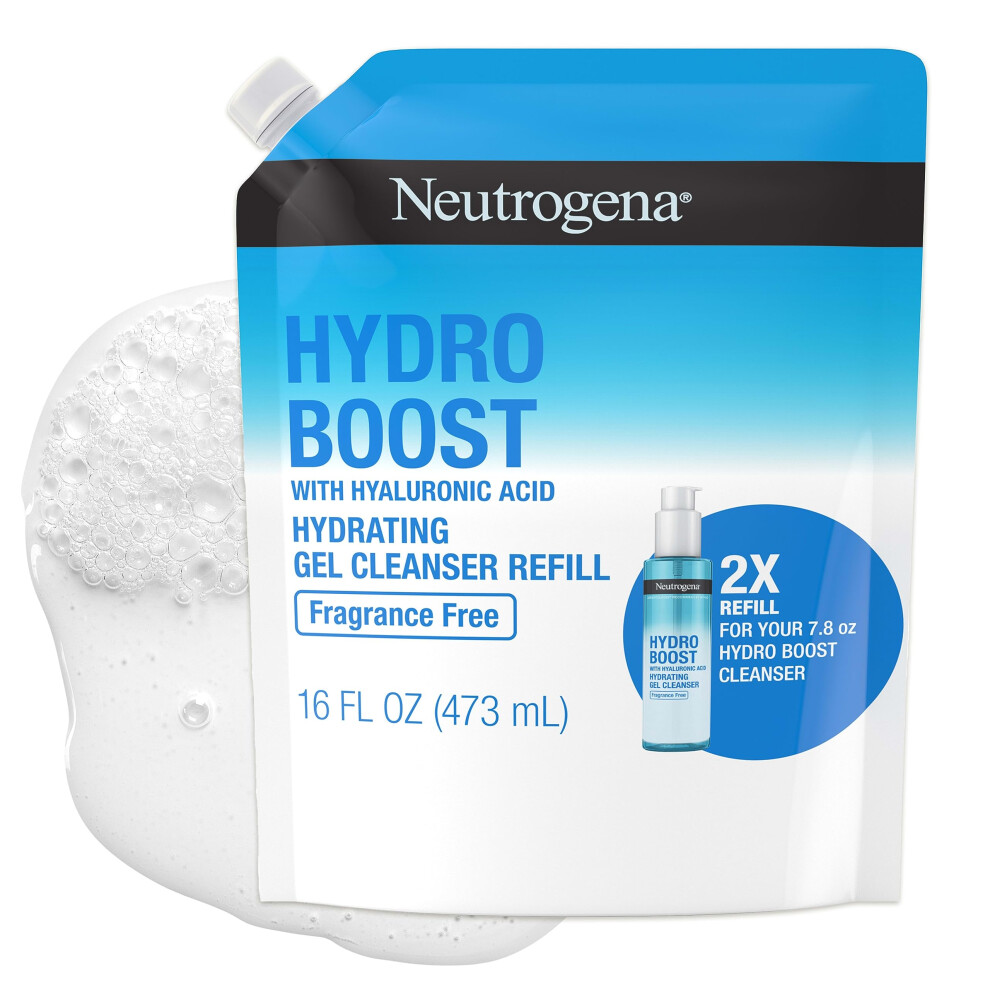 Neutrogena Hydro Boost Fragrance Free Hydrating Gel Facial Cleanser with Hyaluronic Acid  Daily Foaming Face Wash & Makeup Remover  Gentle Face W