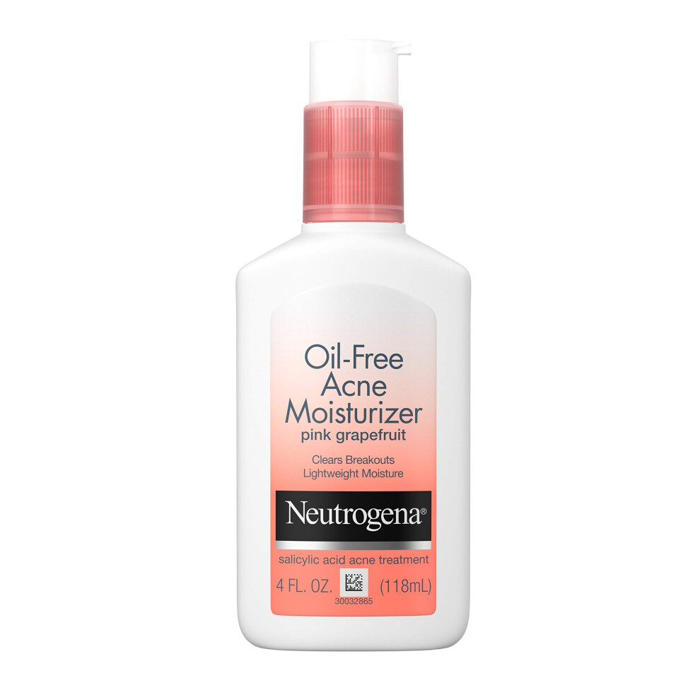 Neutrogena Oil Free Acne Facial Moisturizer with.5% Salicylic Acid Acne Treatment  Pink Grapefruit Acne Fighting Face Lotion for Breakouts  Non-G