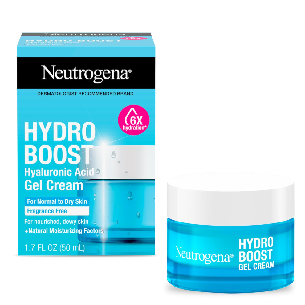 Neutrogena Hydro Boost Gel Cream Fragrance Free  Hyaluronic Acid Facial Moisturizer for Normal to Dry Skin  Delivers hydration for Nourished  Dew