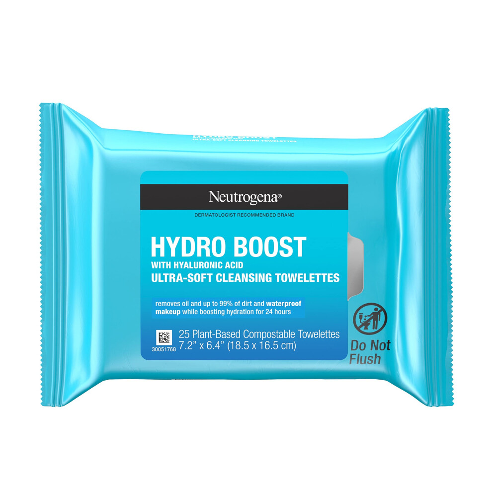 Neutrogena Hydro Boost Facial Cleansing Wipes, 25 Ea, 25Count