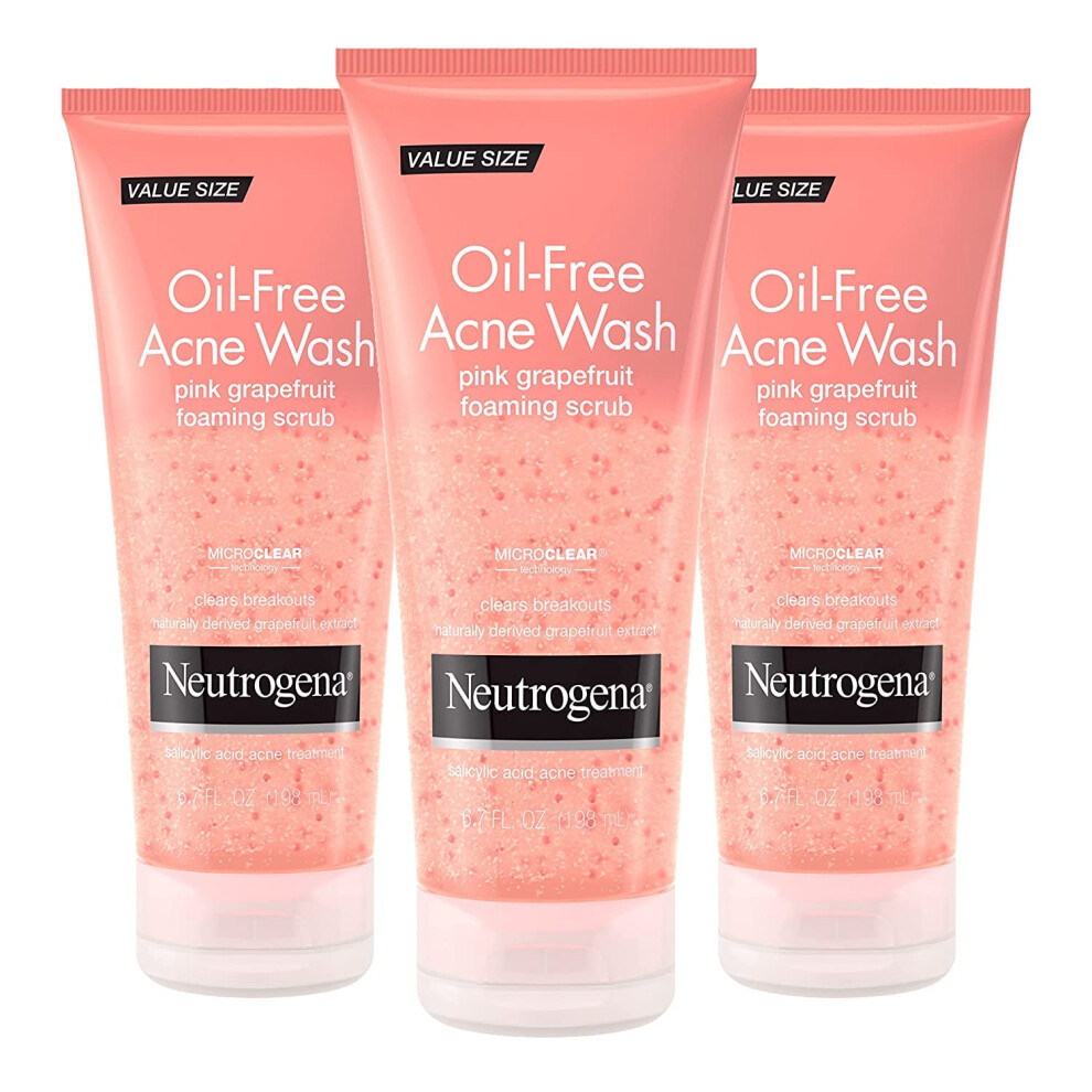 Neutrogena Oil Free Pink Grapefruit Acne Treatment Face Wash with Vitamin C  2% Salicylic Acid  Gentle Foaming Facial Scrub to Treat & Prevent Br
