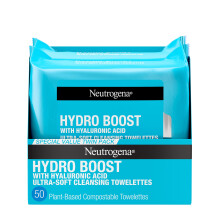 Neutrogena Hydro Boost Gesichtsreinigungstcher + Hyaluronsure, feuchtigkeitsspendende Make-up-Entferner-Gesichtstcher, entfernen Schmutz und wasse