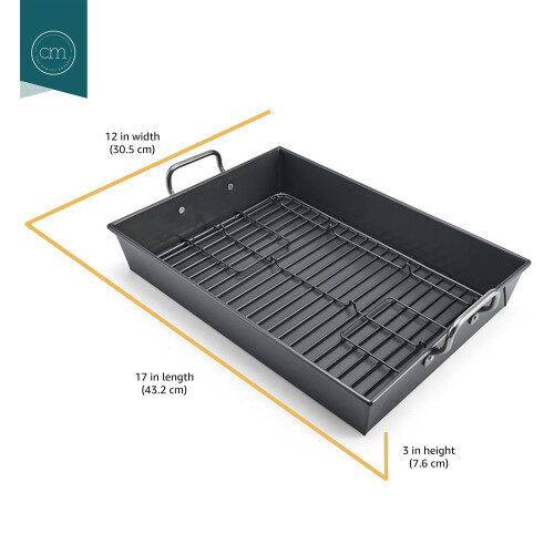 Torrador antiaderente profissional Chicago Metallic com alas e rack antiaderente de 17 por 12 polegadas 2