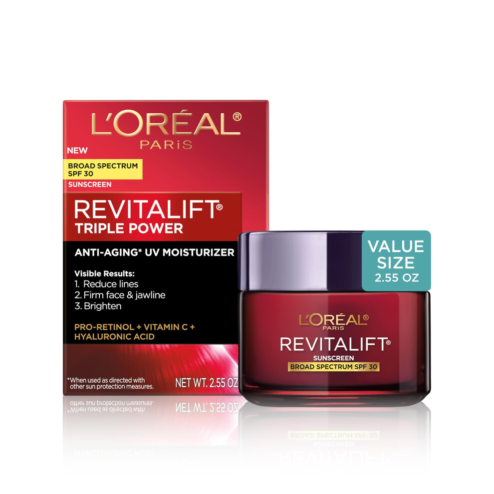 L'Oreal Paris Revitalift Triple Power Face and Neck Moisturizer  Anti Aging Face Cream with Broad Spectrum SPF 30  Pro-Retinol  Hyaluronic Acid a