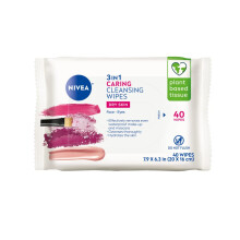 NIVEA pecujc cistic ubrousky na oblicej a oci 3v1 cinn jako vodeodoln odlicovac Jemn cistic prpravek na oblicej pro suchou a citlivou plet 2
