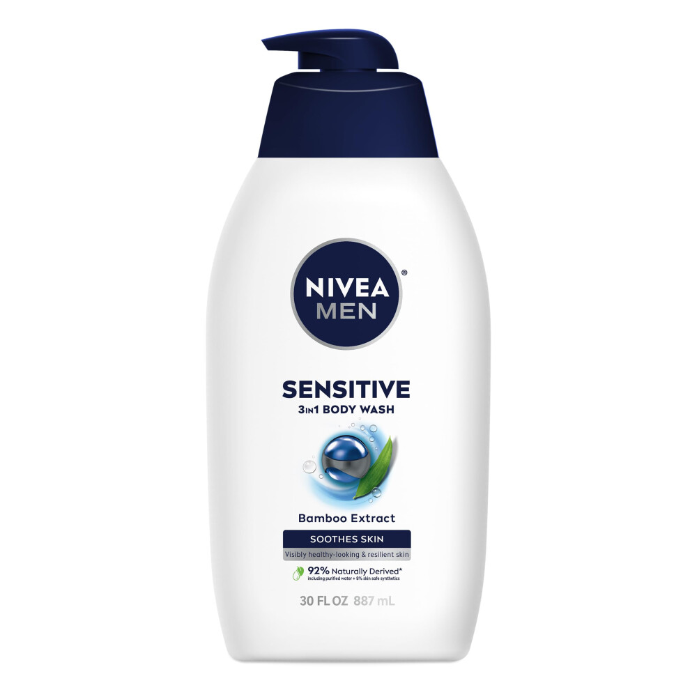 Nivea Men Sensitive Body Wash for Sensitive Skin with Bamboo Extract 30 Fl Oz Bottle