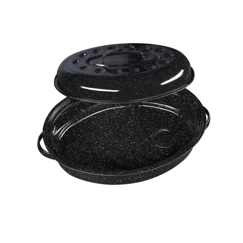 Granit Ware 15-Tommer Overdkket Oval Roaster 15 inches Sort 1