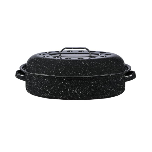 Granit Ware 15-Tommer Overdkket Oval Roaster 15 inches Sort