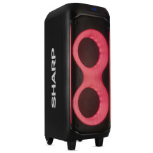 Sharp PS-935 Party-Lautsprechersystem mit Mikrofon tragbarer Bluetooth-Lautsprecher Griff und Rollen im Gepδckstil!