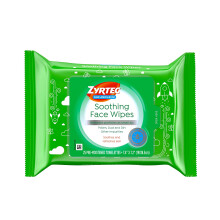 Zyrtec Soothing Face Wipes Refreshing Non-Medicated Facial Towelettes with Micellar Water to Remove Particles as Small as Dust Pollen & Dirt A