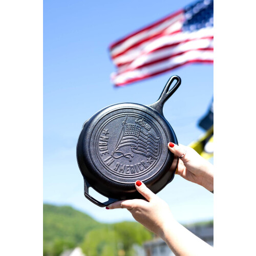 Lodge Lodge Cast Iron 10.25 """" Somette avec design de drapeau am   ricain 2