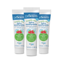 Dr. Brown's fluoridfreie Babyzahnpasta, Erdbeergeschmack, 3er-Pack, 40 g (1,4 oz), 03 Jahre
