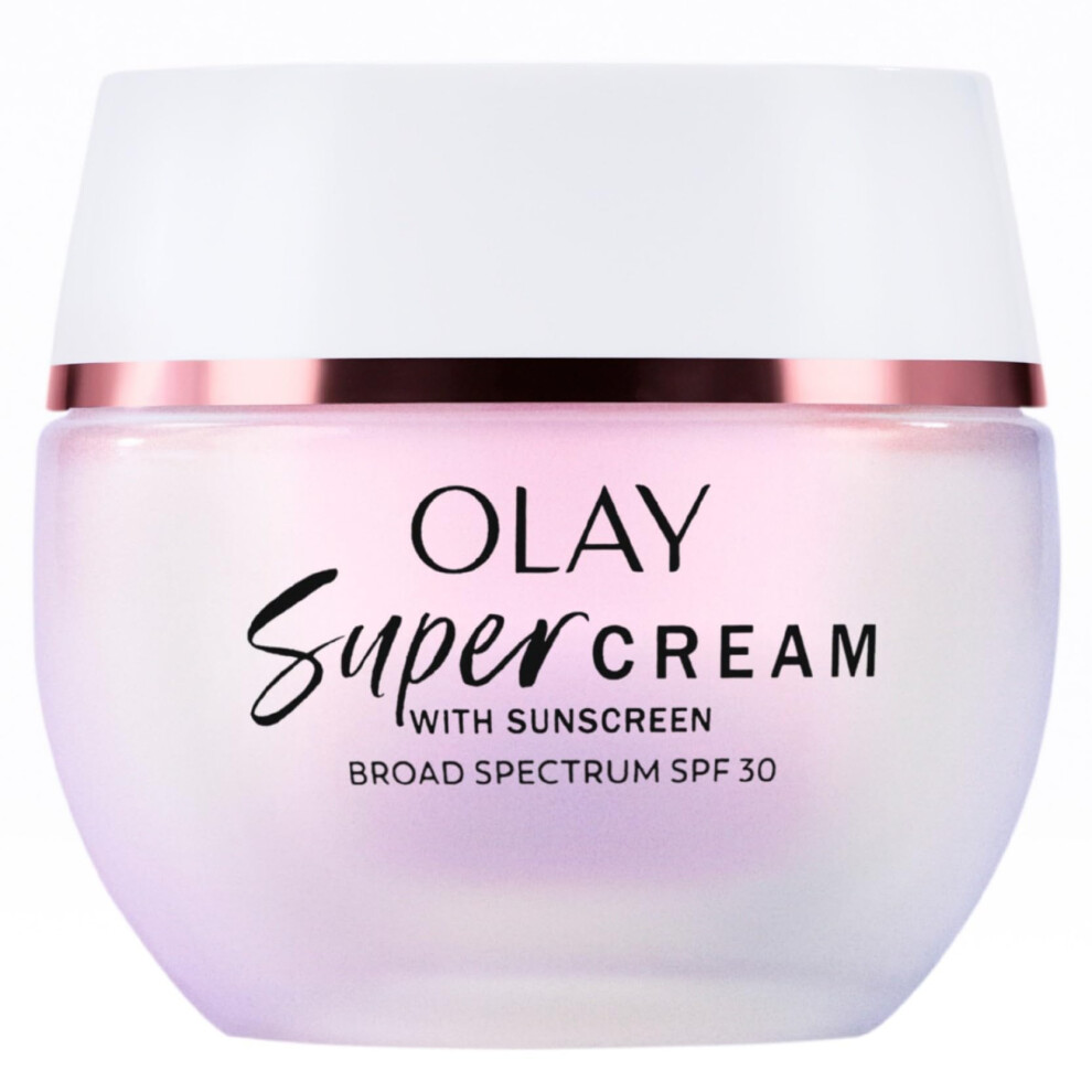 Olay Super Cream with Sunscreen SPF 30  1.7 oz  Ultra Lightweight Face Moisturizer - Vitamin C & E  Hyaluronic Acid  Niacinamide  Collagen Peptid