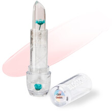 Blsamo labial de cristal com mudana de cor personalizada, blsamo labial perfumado de morango, matiz labial infundido com flores reais 3g turqu