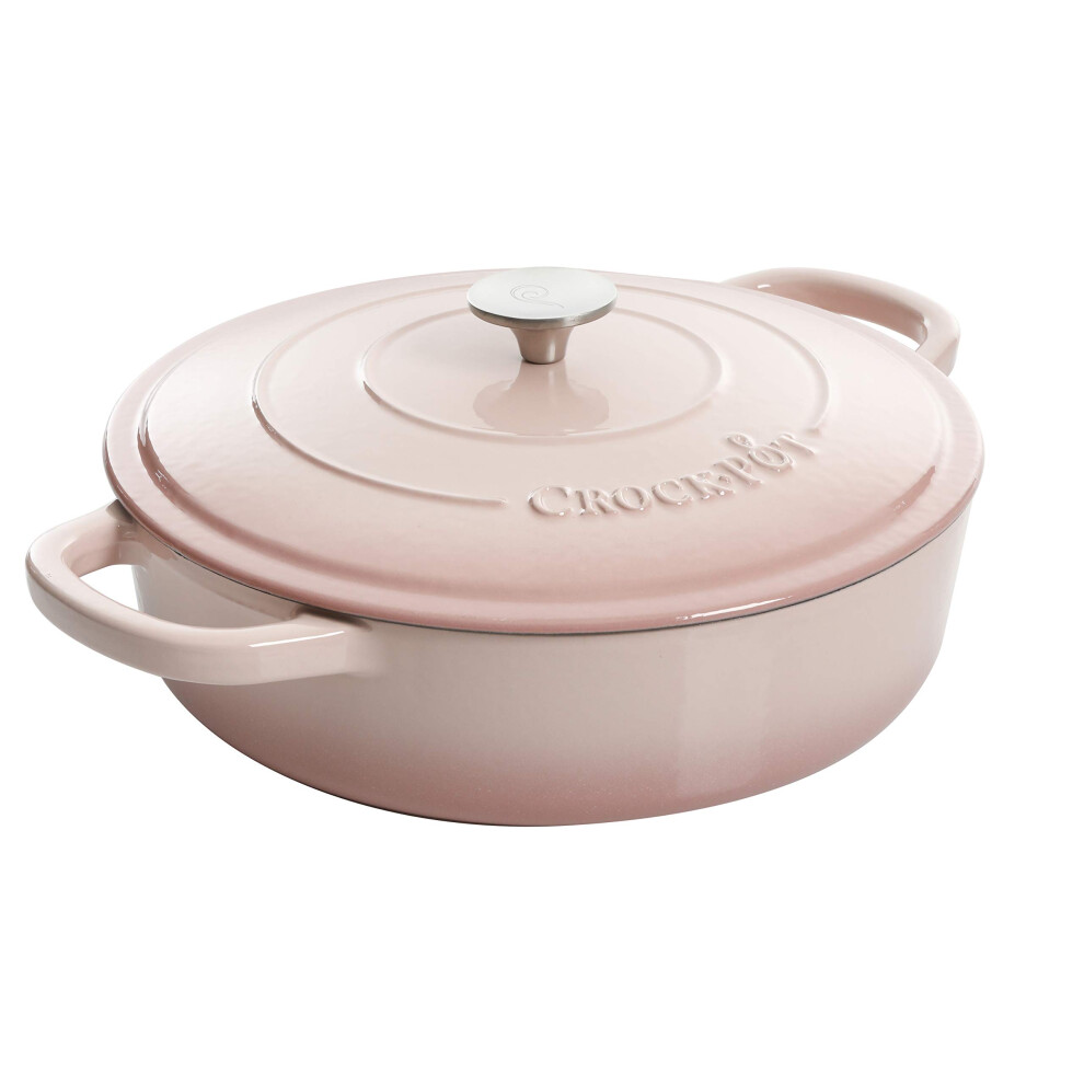 Photos - Multi Cooker Crock-Pot Crock Pot - 125300.02r Crock Pot Artisan Enameled Cast Iron Braiser W/Lid 5-Quart Blush 125300.02r 