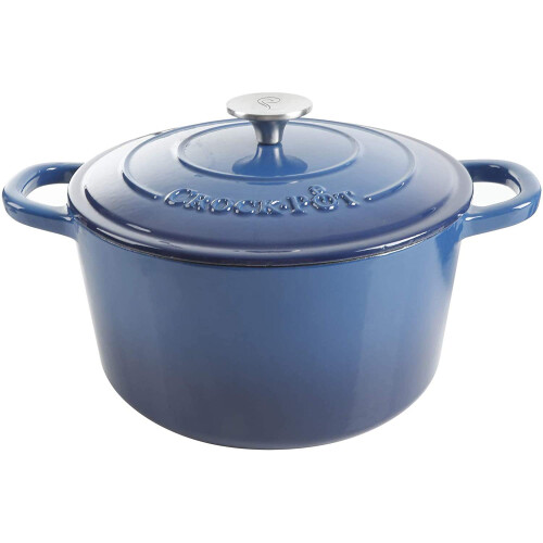 Crock-Pot Artisan Round Enameled Cast Iron Dutch Oven  5-Quart  Blue