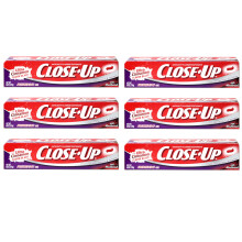 Pasta de dientes de primer plano refrescante gel rojo fluoruro de fluoruro de 6 onzas (paquete de 6)