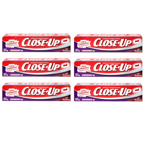 Close-Up Toothpaste  Refreshing Red Gel  Anticavity Fluoride  Cinnamon  6 Ounce (Pack of 6)