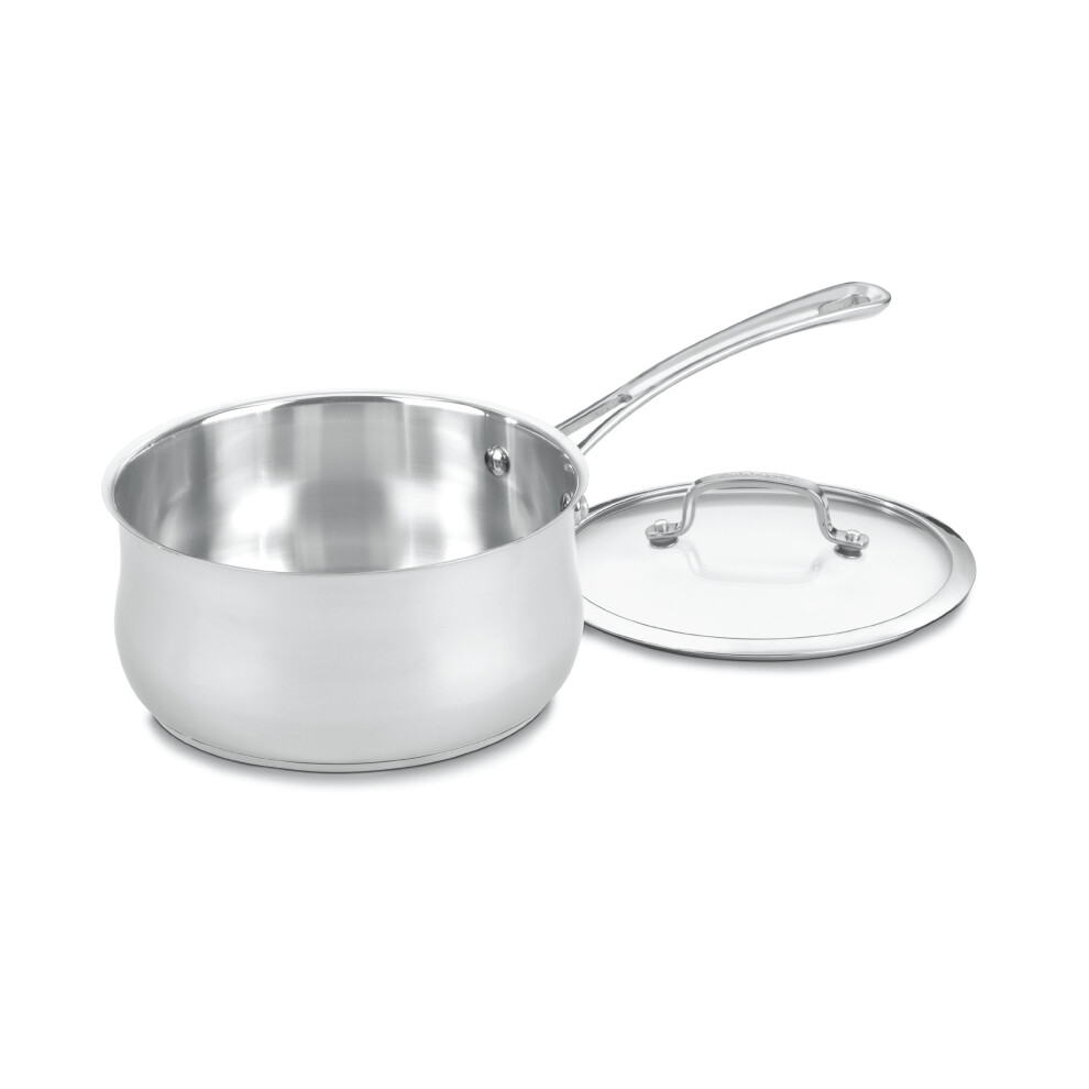 Cuisinart 4193-20 Contour Stainless 3-Quart Saucepan with Glass Cover Silver