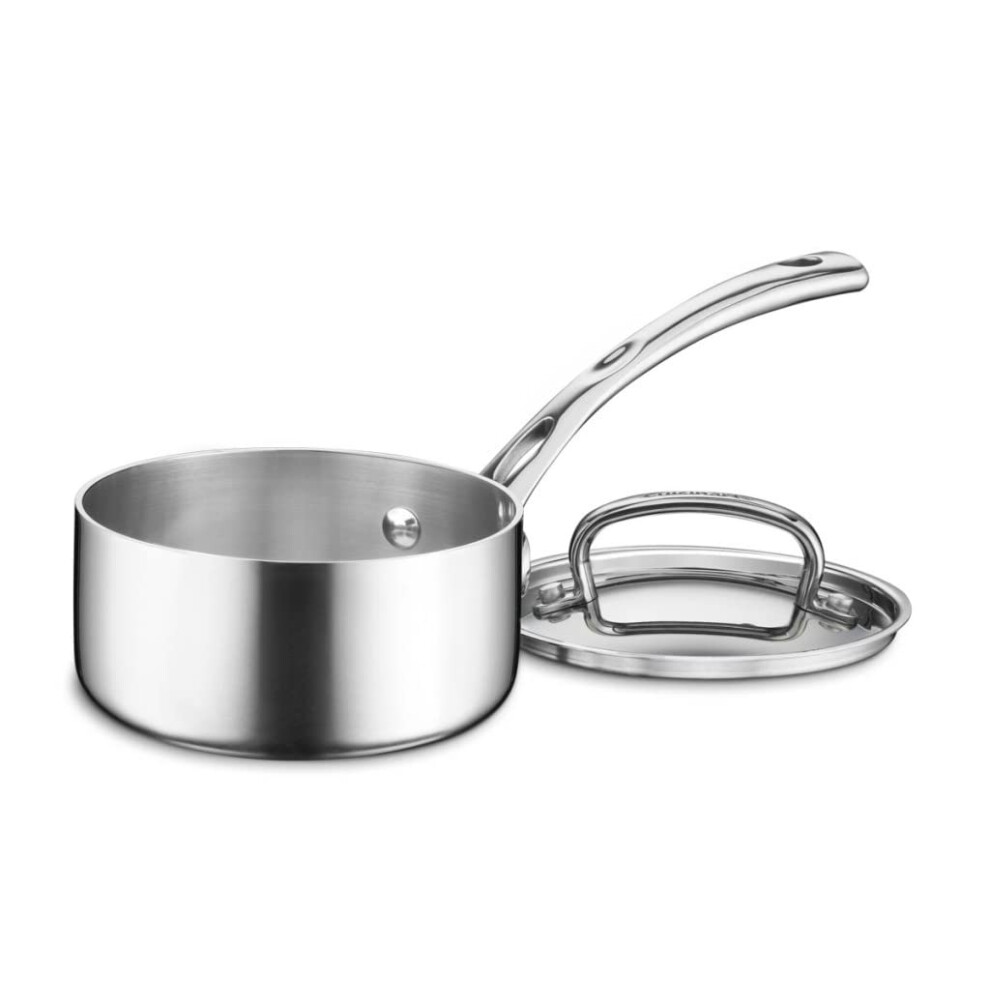 Cuisinart French Classic Tri-Ply Stainless 1-Quart Saucepan with Cover Silver