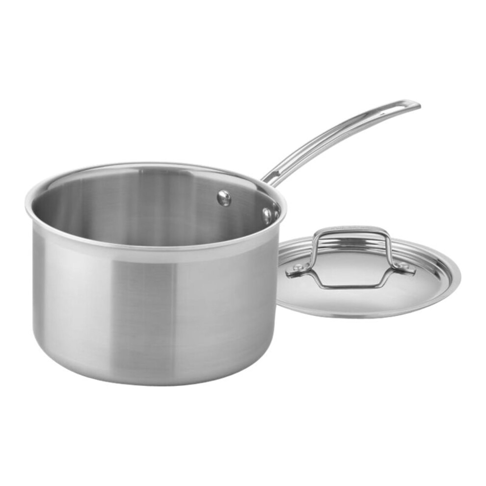 Cuisinart 4-Quart Skillet Stainless Steel Cookware Multiclad Pro Triple Ply Saucepan W/Cover Mcp194-20N