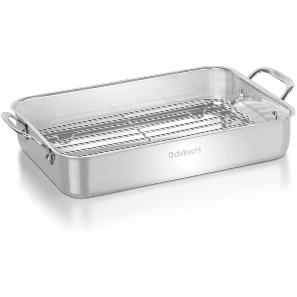 Cuisinart 7117-14Rr 14-Inch Chef's-Classic Cookware-Collection Lasagna Pan W/Stainless Roasting Rack Stainless Steel