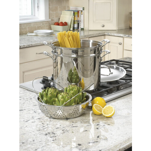 Cuisinart Cuisinart 4-delige Kookset, 12 Quart, Rvs Pasta/Steamer, 77-412P1 1
