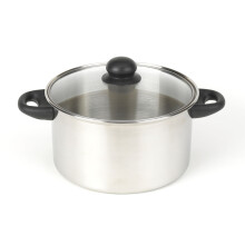 GoodCook Classic Stainless Steel 5-Quart Dutch Oven with Tempered Glass Lid Silver