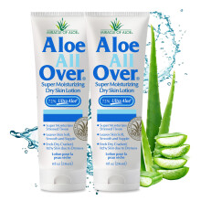 Miracolo di aloes aloe in tutta la lozione per la pelle secca super idratante (2 pacchetti 8 once) - realizzato con gel aloe vera ultraaloe al 72%. S