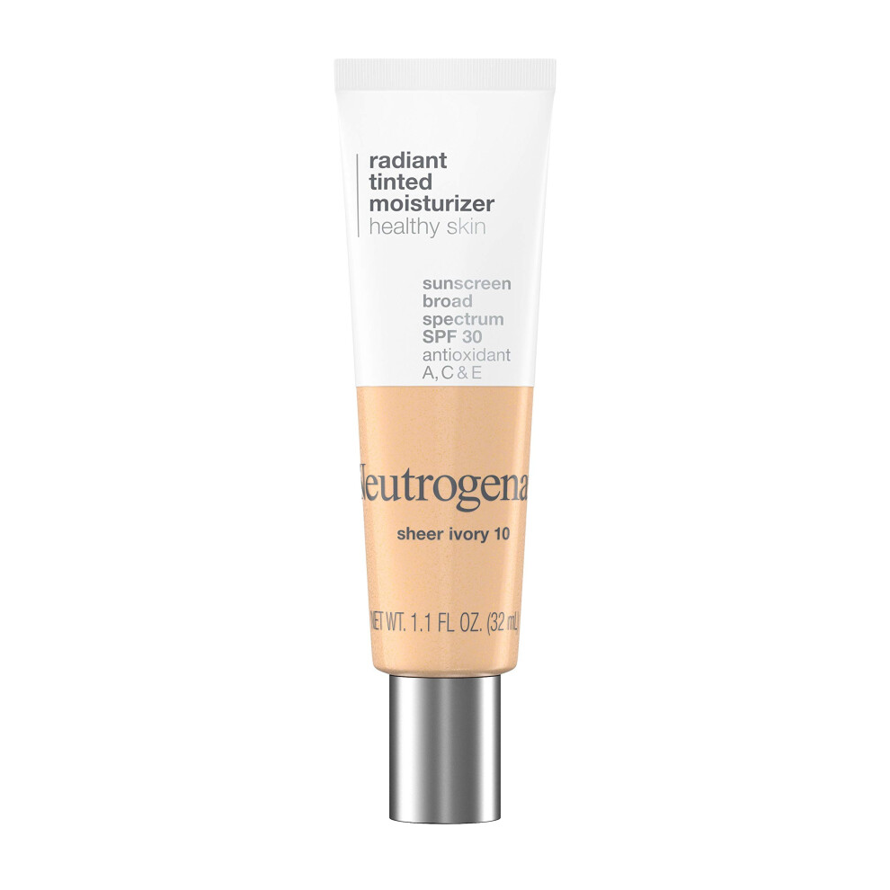 Neutrogena Healthy Skin Radiant Tinted Facial Moisturizer with Broad Spectrum SPF 30 Sunscreen Vitamins A  C  & E  Lightweight  Sheer  & Oil-Free