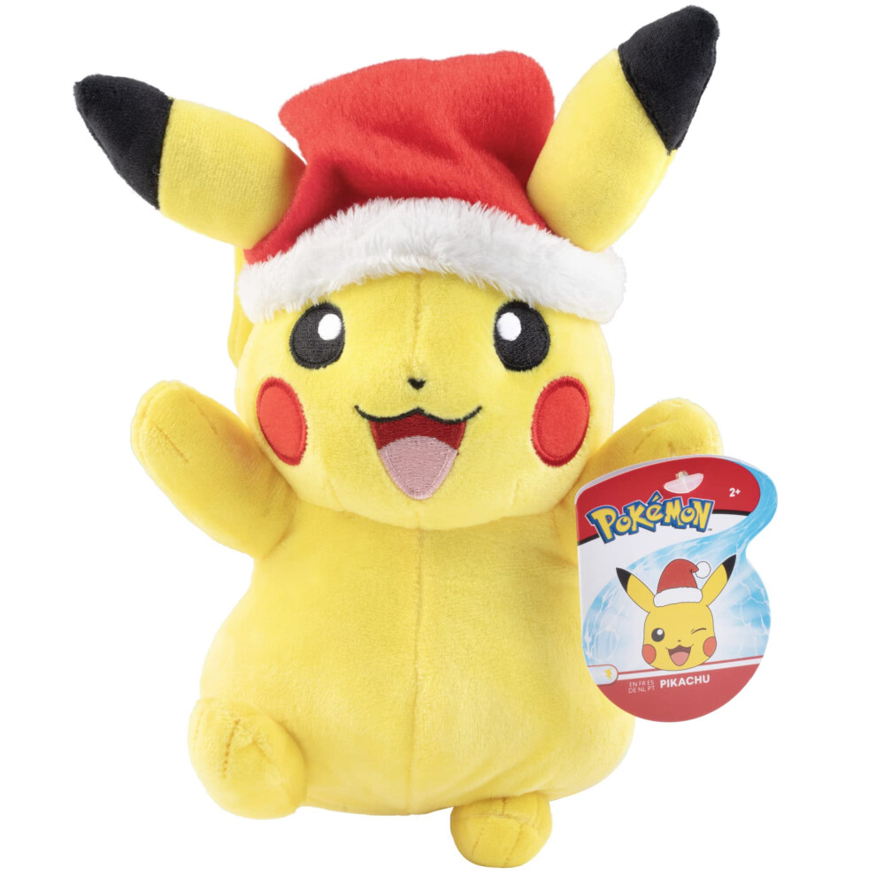 Pok? Mon 8 """" Pikachu Holiday Christmas Plux Avec Un Accessoire De Santa Hat - Officiellement Agr - Gnration 1 Starter - Figure De Jouets Ani-image