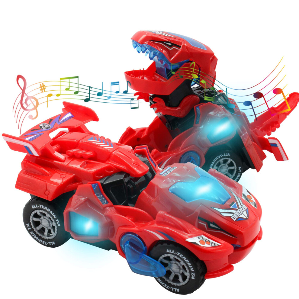 huwairen Dinosaur Toys for 3-6 Year Old Girls Transforming Dinosaur Car with LED Light and Music Gifts for 3 4 5 6 7 Year Old Girl (Red)-image-OPC-PHTGVN5-NEW