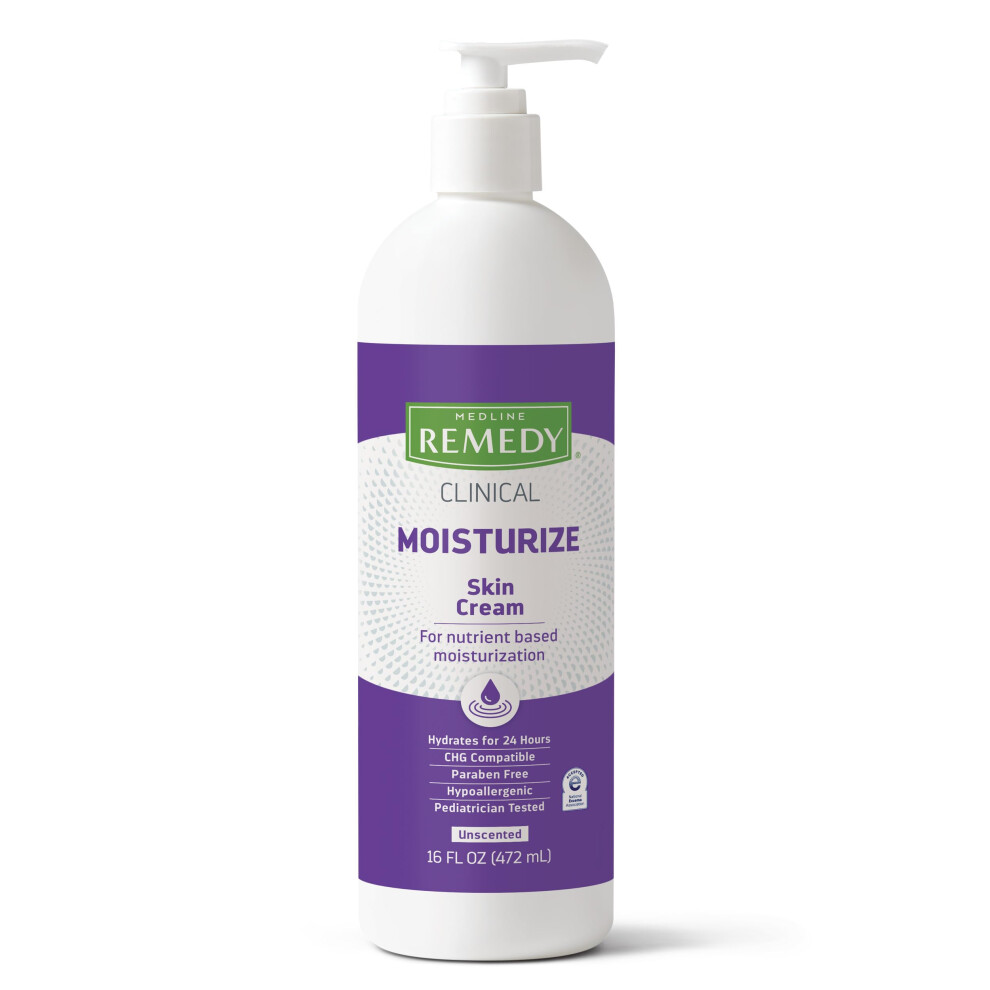 Medline Remedy Cream Clinical Skin Moisturizer Unscented (16 Fl Oz Pump Bottle) Nourishing For Dry Skin Paraben & Sulfate-Free Moisturizing Cr