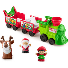 Fisher-Price Little People Toddler Toy Musical Christmas Train with Santa Elf & Reindeer Figures for Pretend Play Kids Ages 1+ Years