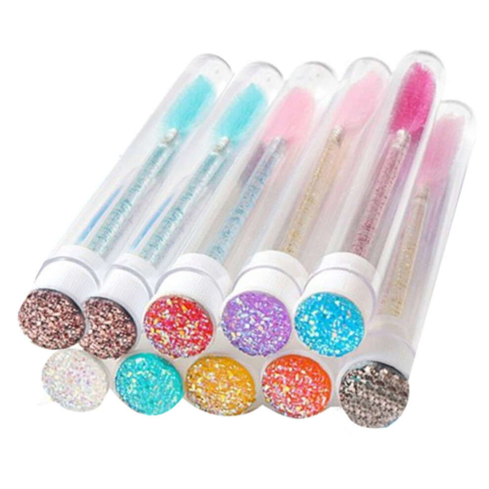 10pcs Mascara Wand Tube Set Colored Rhinestones Adjustable Brush Heads Disposable Mascara Brush for Travel