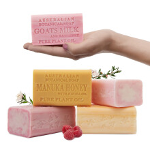 Jabón de Cabra Australiano con Leche, Frambuesa, Miel Manuka, Lichi Rosa y Naranja Valencia 6.6 OZ