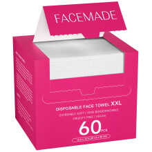 FACEMADE 60 Ct engangsansigtsh?ndkl?der XXL ansigtsh?ndkl?der til makeup og rene Superbl?de og tykke t?rre servietter USDA-certificeret 100 % bio