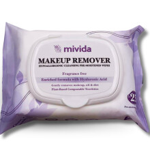 salviette per il trucco ipoallergenico di mivida | Salviette per il trucco per il trucco del viso biodegradabili con acido ialuronico | Salviette alc