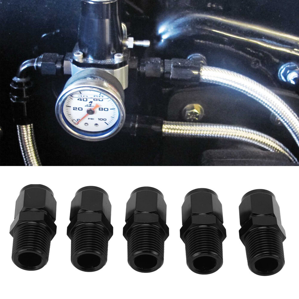 5 Pcs 6An Female To 3/8 Npt Male Adapter Aluminum Alloy Easy Replaceable Straight 6An To 3/8 Npt Hose Adapter Black 3451319338334