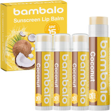 Bambalo 4-Pack Baume à Lèvres Coco SPF 15 - Ingrédients Bio, Protection UVA/UVB