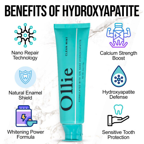 Ollie Clean Mint Στοματική Οδοντόκρεμα με Υδροξυαπατίτη 10% για Λεύκανση, 4oz 1