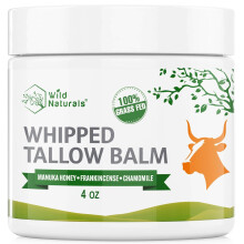 Wild Naturals Balsam mit geschlagenem Talg, Balsam aus 100 % grasgefttertem Rindertalg und Honig, fr Gesicht und Krper, parfmfreie Feuchtigkeitsc