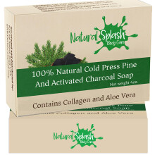 Natural Splash Body Care Prrodn rucne vyrben tycinkov mdlo za studena - Borovice a aktivn uhl - Aloe Vera a rostlinn kolagen - Jemn exfolia