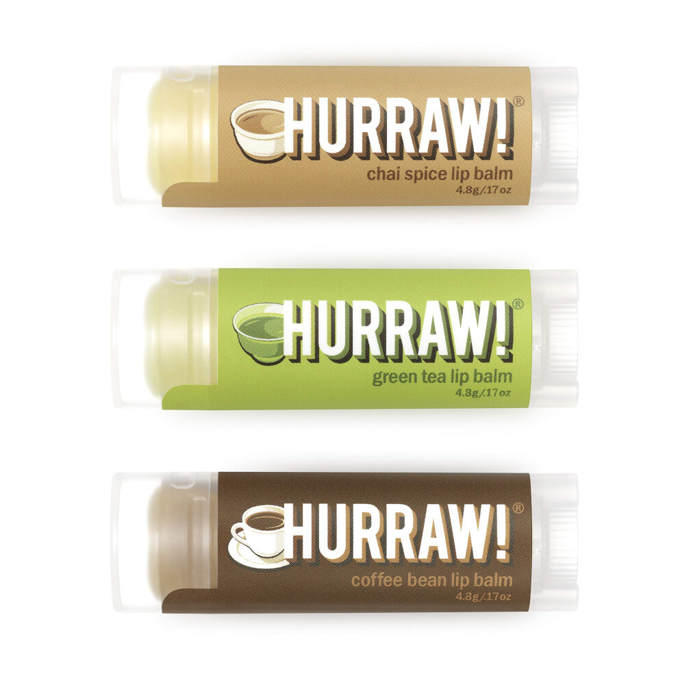 Hurra! Chai Spice Gr Ner Tee Kaffeebohnen Lippenbalsam 3Er-Pack: Bio-Zertifiziert, Vegan, Tierversuchsfrei Und Glutenfrei. Gentechnikfrei, 100 %-image