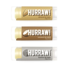 Hurra! Mandel-Kokos-Lakritz-Lippenbalsam im 3er-Pack: Bio-zertifiziert, vegan, tierversuchs- und glutenfrei. GVO-frei, 100 % natrlich. Frei von Bien
