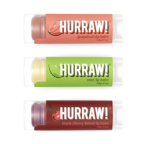 Hurraw! Grapefruit, Mint, Black Cherry Getinte Lippenbalsems, 3 Pack Bundle