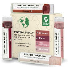 Getnter Lippenbalsam von Earths Daughter 4er-Pack in verschiedenen Farben Bienenwachs, Kokosl, Kakaobutter, Vitamin E spendet Feuchtigkeit un