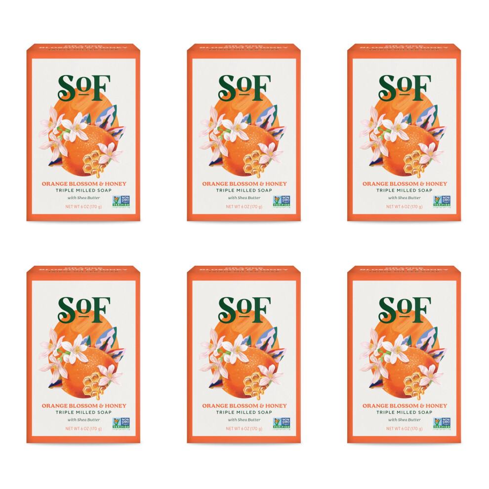 South Of France Orange Blossom & Honey Bar Soap By Sof Body Care (Formerly Body Care) | Triple-Milled Soap With Shea Butter + Essential Oils| Non-Gmo