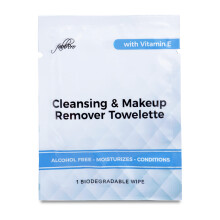 FabbPro rengrings- og makeupfjernerservietter med E-vitamin - Alkoholfri tunge ansigtsrenseservietter - Eksfolierende makeupfjernerservietter -